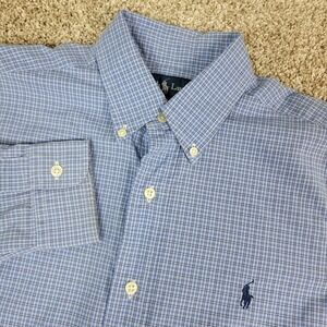 Ralph Lauren Classic Fit Mens Small Blue Plaid Pony Button Down Long Sleeve
